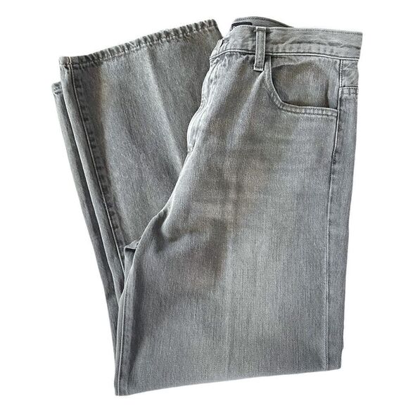 JBRAND Joan Cropped High Rise Wide Leg Jeans in Gray - Picture 2 of 11